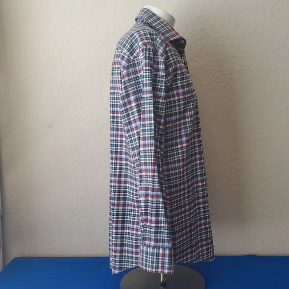 Kirkland Signature Men's L Dress Shirt Long Sleeve Blue Plaid Sport Fit - Picture 5 of 7